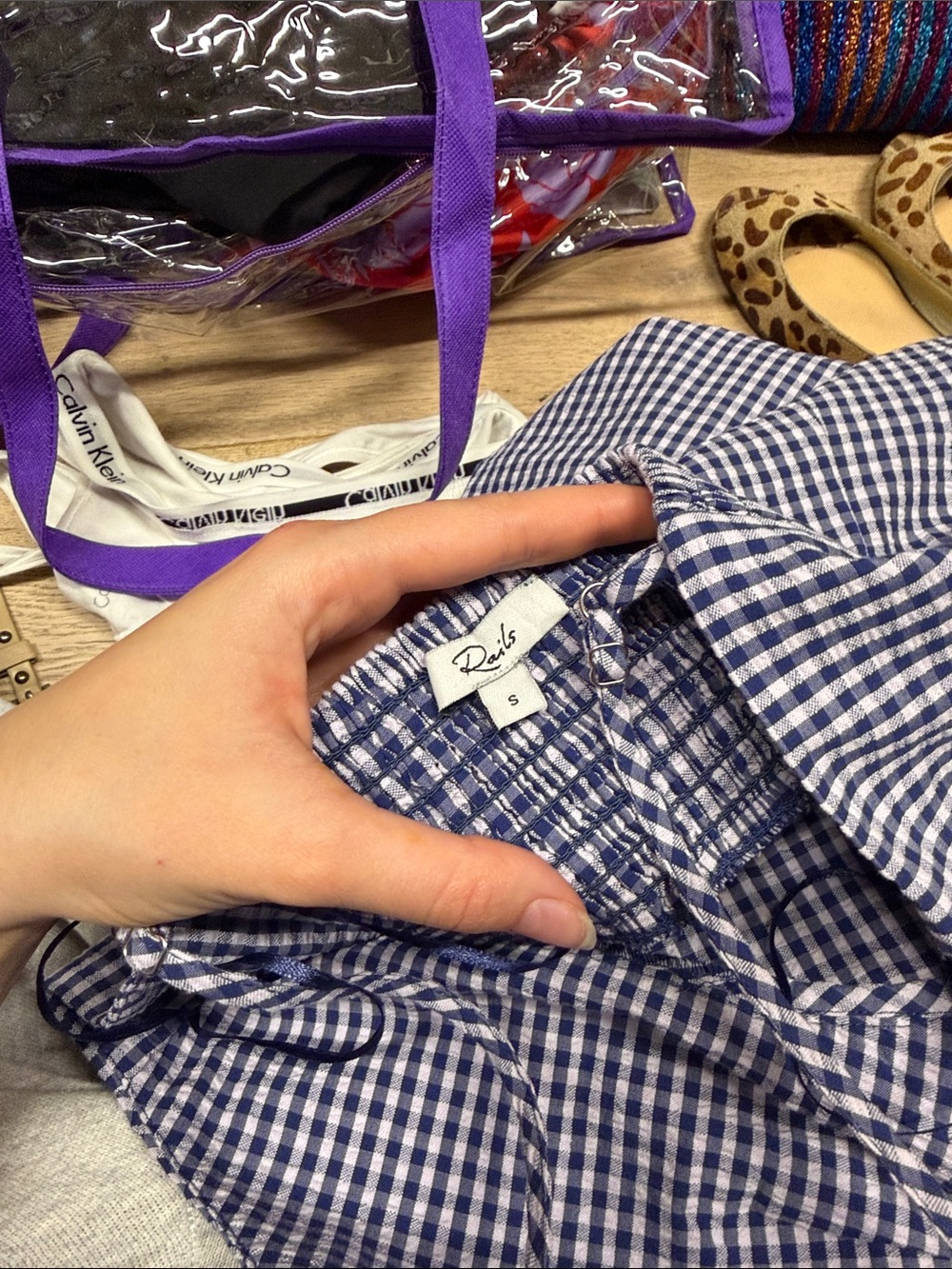 Rails Blue Gingham Tie-Front Midi Dress - Picture 3 of 3